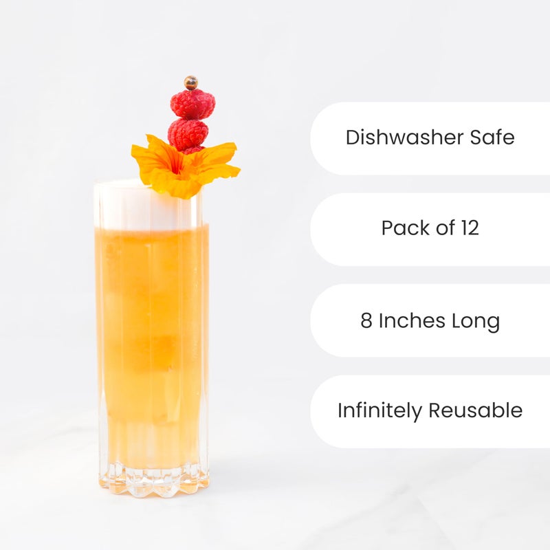 A Bar Above Stainless Steel Cocktail Picks, 8 Inch Reusable Stir Sticks for Drinks and Appetizers, Durable Garnish Skewers for Cocktails, Fruit, Shrimp, Olives, and Professional Bar Presentations - Image 2